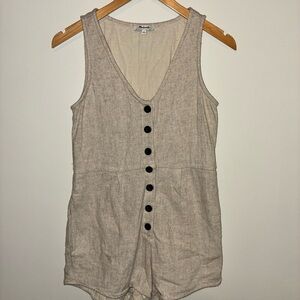 Madewell Natural Beige Button-Front Romper